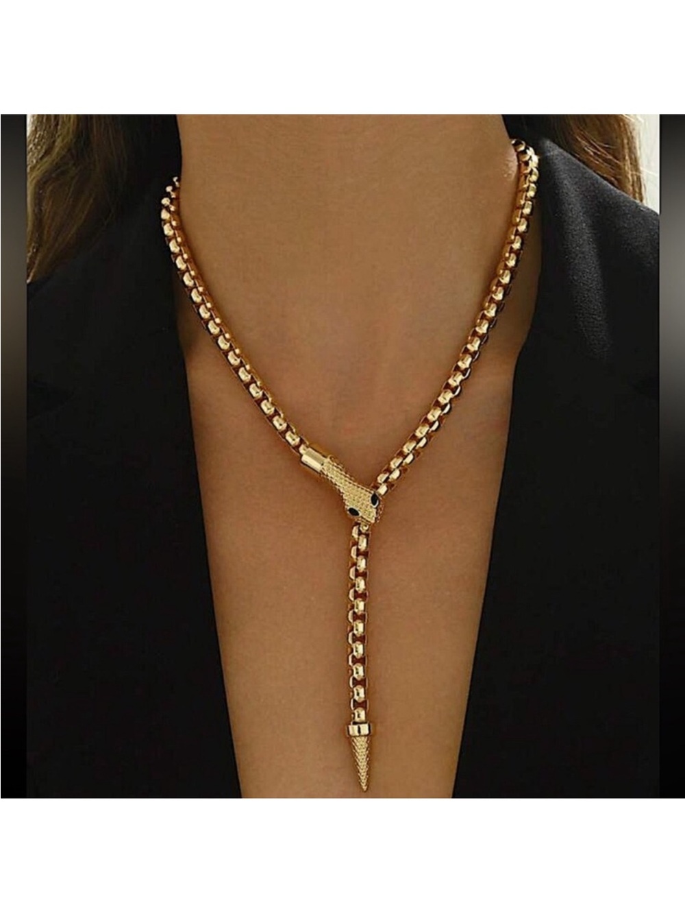 Gold Snake Choker Necklace Chain Link 24k Gold Plated new